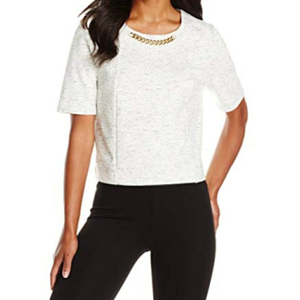 🌺Kensie Slub Gold Chain Ponte Top NWT Medium